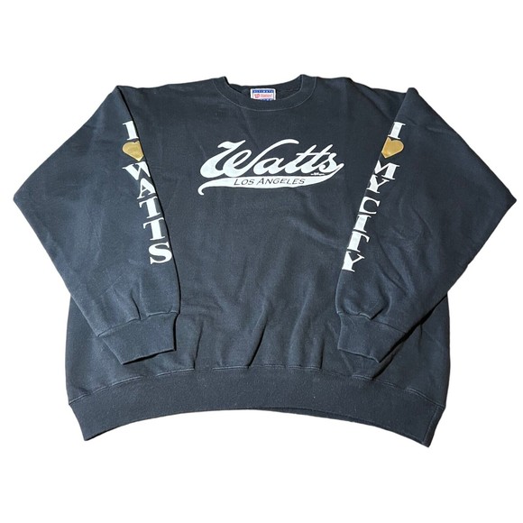Hanes Other - Watts Los Angeles Vintage Ultimate Hanes Cotton Black Crew Sweater Men’s Size L
